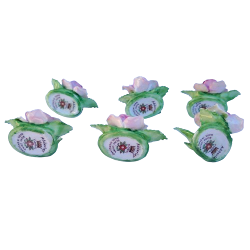 6 Royal Adderley Floral Porcelain Miniature Place-Name Card Holders