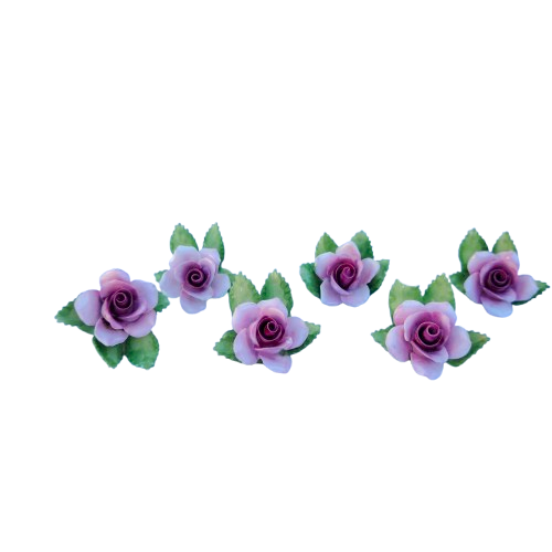 6 Royal Adderley Floral Porcelain Miniature Place-Name Card Holders