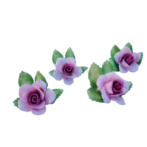 6 Royal Adderley Floral Porcelain Miniature Place-Name Card Holders