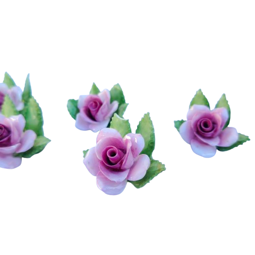 6 Royal Adderley Floral Porcelain Miniature Place-Name Card Holders
