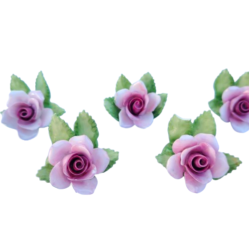 6 Royal Adderley Floral Porcelain Miniature Place-Name Card Holders
