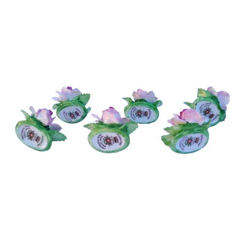 6 Royal Adderley Floral Porcelain Miniature Place-Name Card Holders