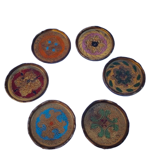 Italian Mid Century Hollywood Regency Florentine 6 coasters