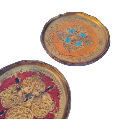 Italian Mid Century Hollywood Regency Florentine 6 coasters