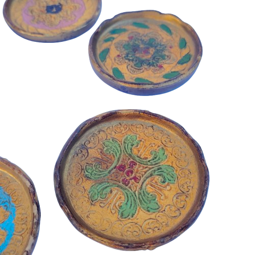 Italian Mid Century Hollywood Regency Florentine 6 coasters