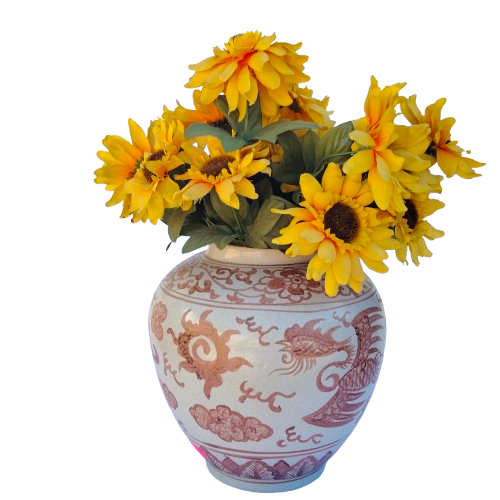 Large Chinese Porcelain Pink and Green Ginger Jar