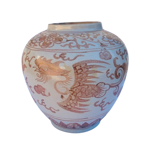 Large Chinese Porcelain Pink and Green Ginger Jar