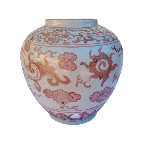 Large Chinese Porcelain Pink and Green Ginger Jar