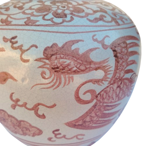 Large Chinese Porcelain Pink and Green Ginger Jar