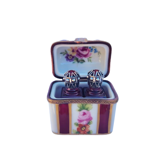 Limoges France Porcelain Trinket Box with 2 Perfume Bottles