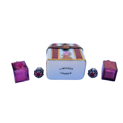 Limoges France Porcelain Trinket Box with 2 Perfume Bottles