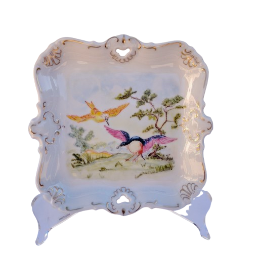 Feltmann Weiden Bavaria W. Germany Square Porcelain Tray Trinket Dish
