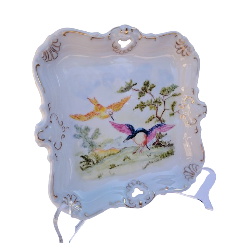 Feltmann Weiden Bavaria W. Germany Square Porcelain Tray Trinket Dish