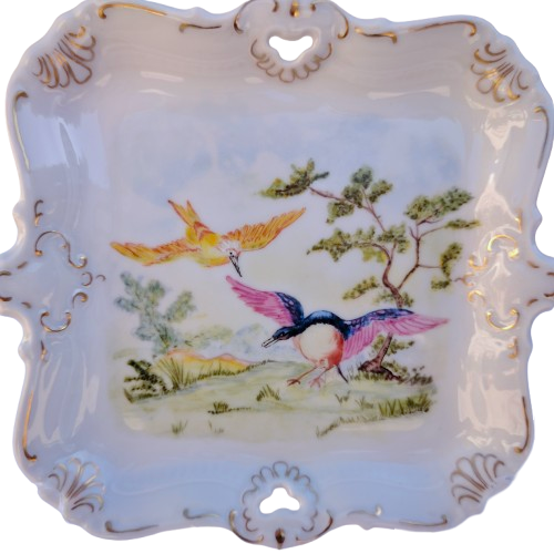 Feltmann Weiden Bavaria W. Germany Square Porcelain Tray Trinket Dish