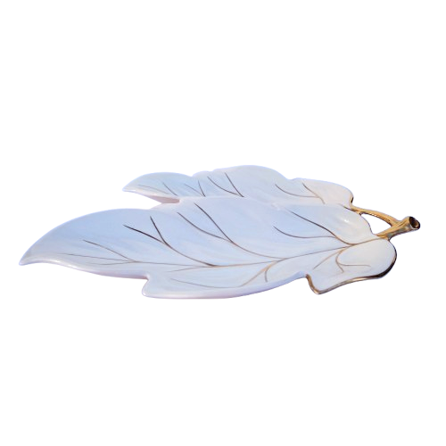 Carlton Ware White with Gold Large Leaf Dish