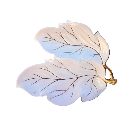 Carlton Ware White with Gold Large Leaf Dish
