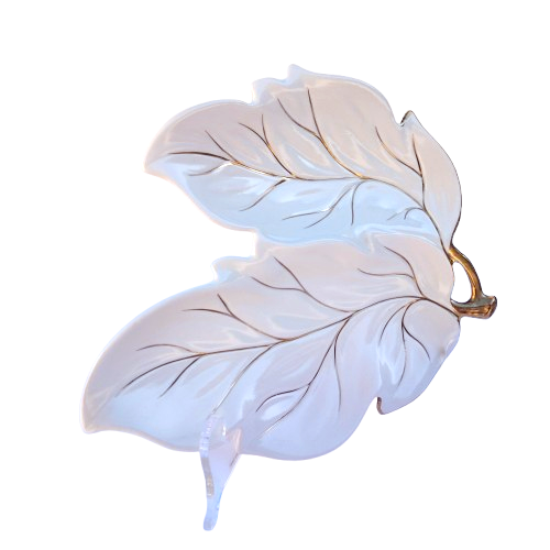 Carlton Ware White with Gold Large Leaf Dish