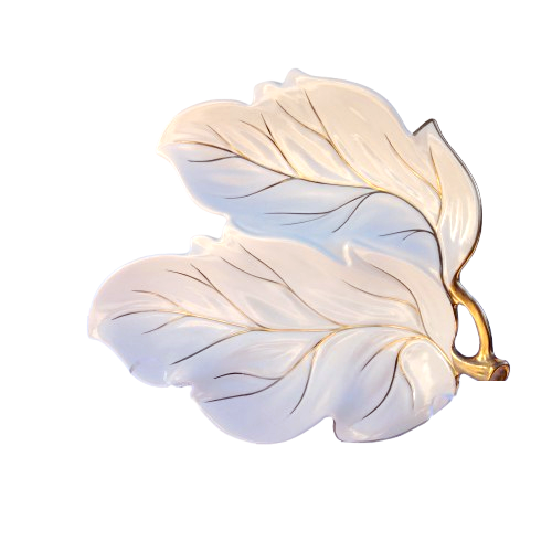 Carlton Ware White with Gold Large Leaf Dish