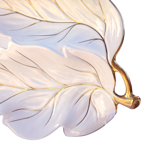 Carlton Ware White with Gold Large Leaf Dish