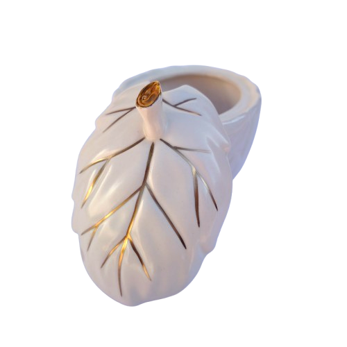 Carlton Ware white Oak leaf lidded sugar bowl with under plate