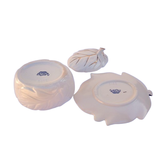 Carlton Ware white Oak leaf lidded sugar bowl with under plate