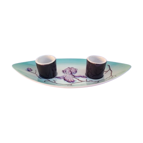 Carlton Ware Oval cruet set green purple
