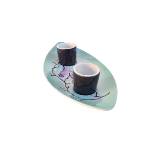 Carlton Ware Oval cruet set green purple