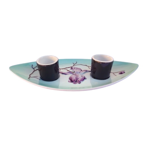 Carlton Ware Oval cruet set green purple