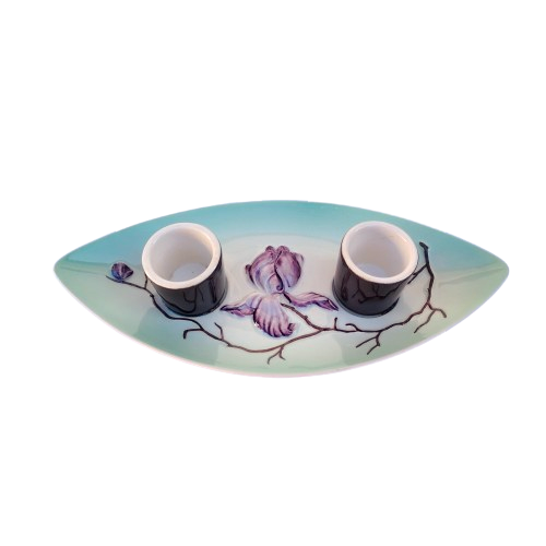 Carlton Ware Oval cruet set green purple