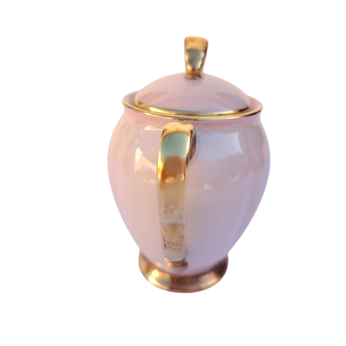 Carlton Ware Pink and Gold Lidded Sugar Bowl
