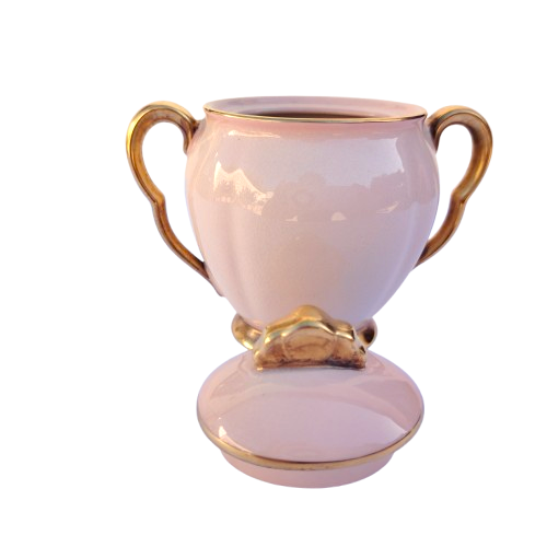 Carlton Ware Pink and Gold Lidded Sugar Bowl