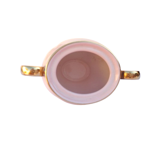 Carlton Ware Pink and Gold Lidded Sugar Bowl