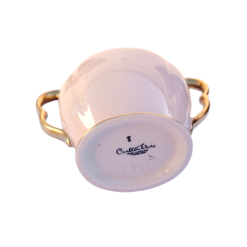 Carlton Ware Pink and Gold Lidded Sugar Bowl