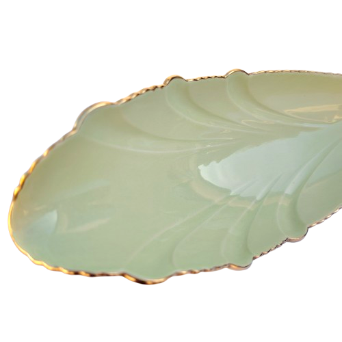 Carlton Ware Light Green with Gold Leaf Dish