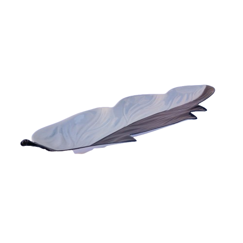 Carlton Ware Two Tone Grey and White Long Leaf Dish