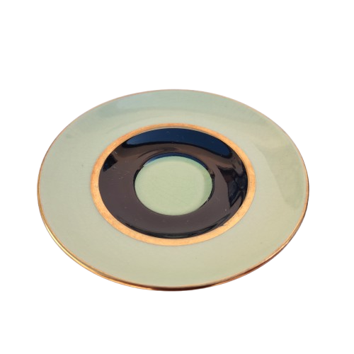Carlton Ware 3 x Green Black and Gold Cups and Saucers