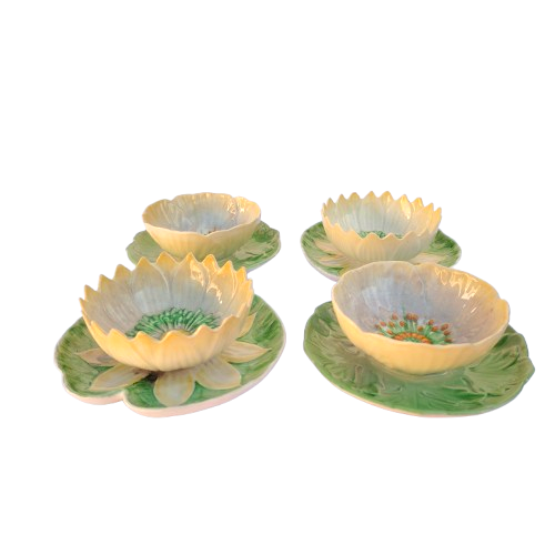 Carlton Ware Yellow Water Lily 4 x Preserve Dishes c1936