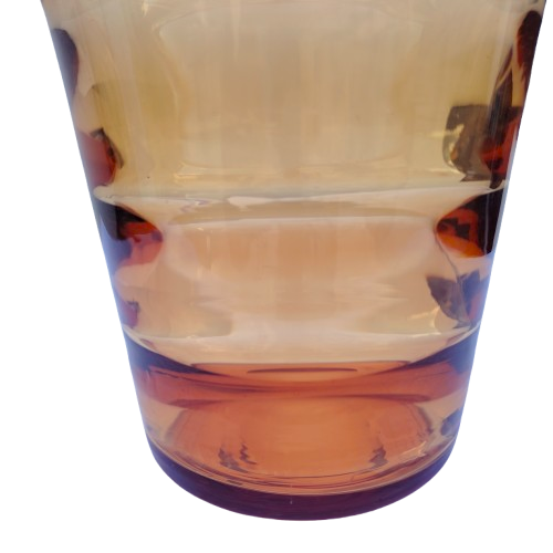 Whitefriars golden amber glass vase with horizontal optical ribbing