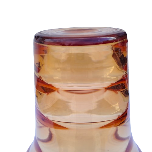 Whitefriars golden amber glass vase with horizontal optical ribbing