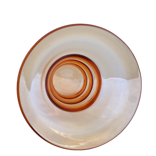 Whitefriars golden amber glass vase with horizontal optical ribbing