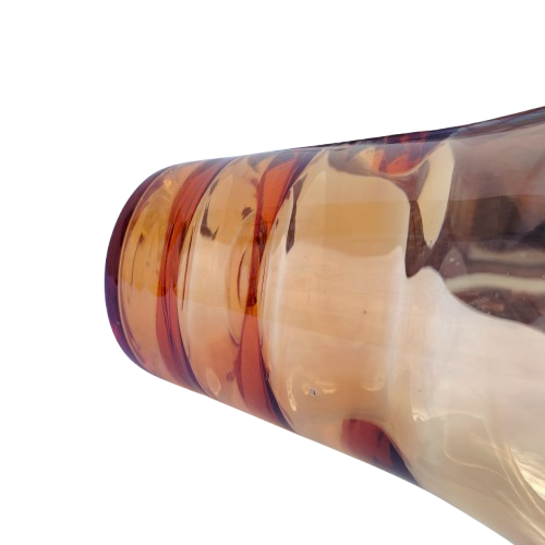 Whitefriars golden amber glass vase with horizontal optical ribbing