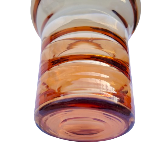 Whitefriars golden amber glass vase with horizontal optical ribbing