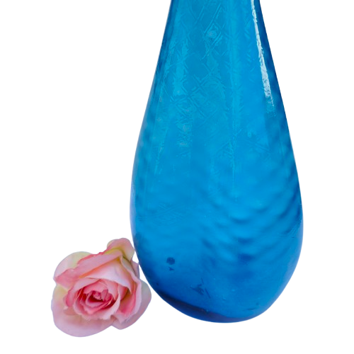 Empoli Italian Vintage Blue Glass Decanter Genie Bottle