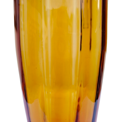 Huge Amber Italian Empoli Glass Ribbed Cylinder Vase