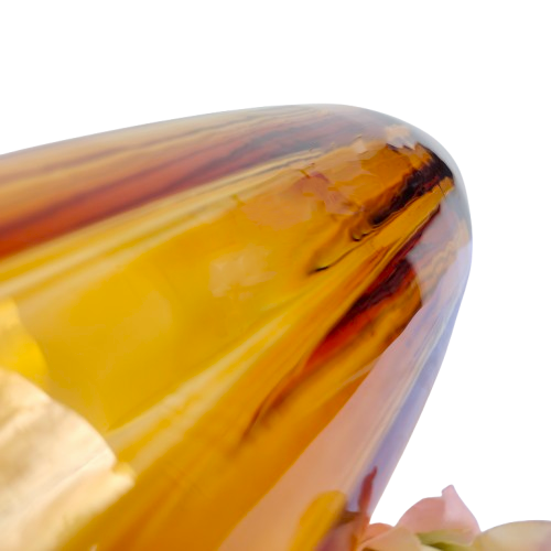Huge Amber Italian Empoli Glass Ribbed Cylinder Vase