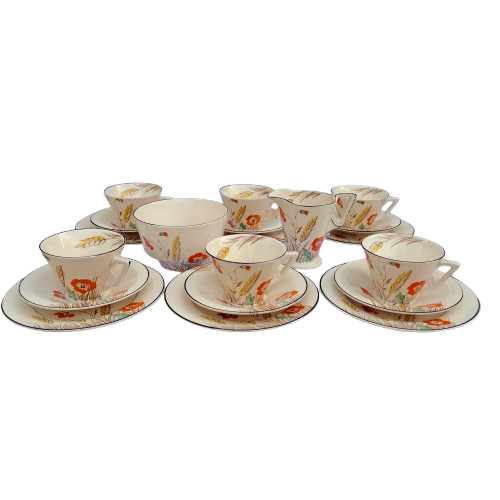 Art Deco Burleigh Ware Burgess & Leigh Wheat Tea Set