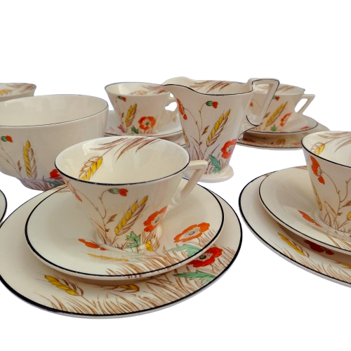 Art Deco Burleigh Ware Burgess & Leigh Wheat Tea Set