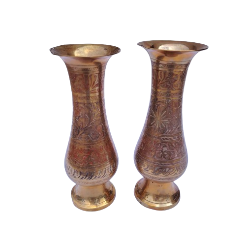 Pair of vintage Brass Copper vases from India