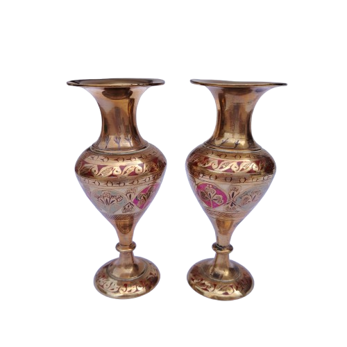 Pair of vintage Brass Copper vases from India