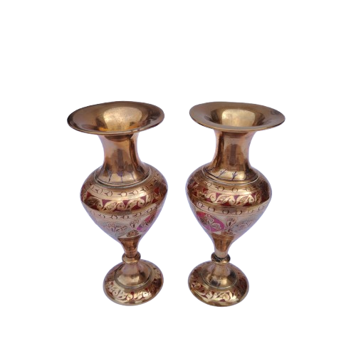 Pair of vintage Brass Copper vases from India